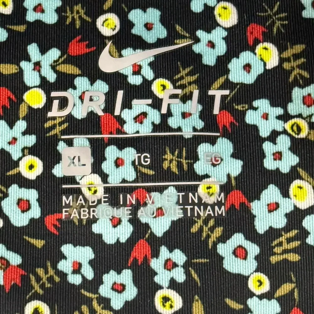 Nike One 7/8 Pink Blue Black Floral High Waist Performance Leggings Size XL